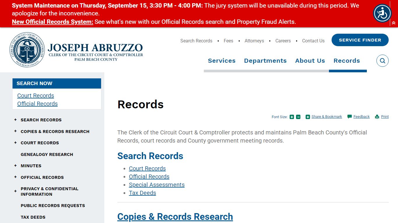 Records | Clerk of the Circuit Court & Comptroller, Palm Beach County