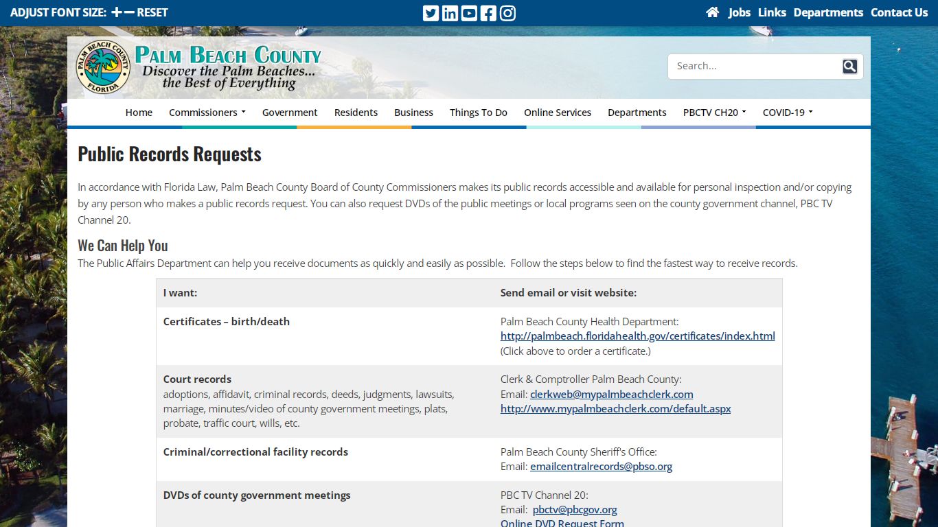 Public Records Requests - Palm Beach County, Florida